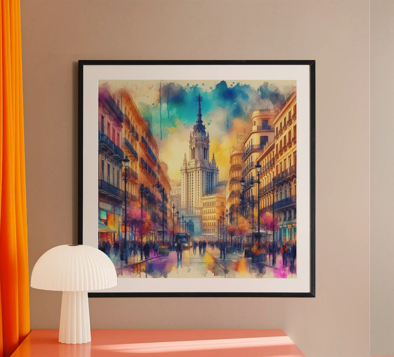 Madrid in watercolor poster by ARTVI-SHOP