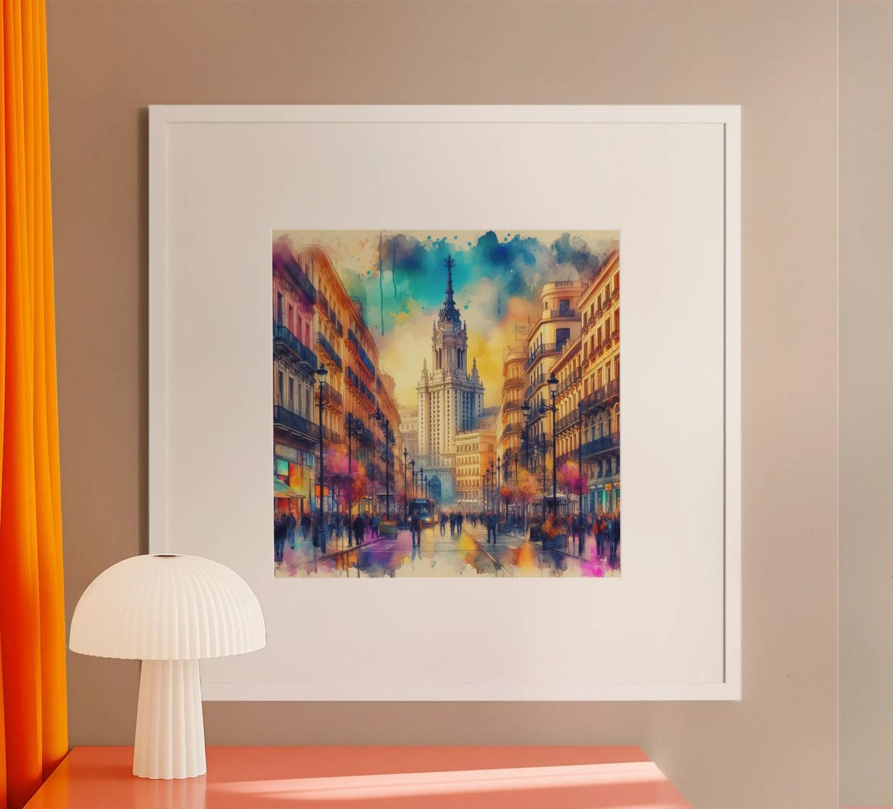 Madrid in watercolor poster by ARTVI-SHOP