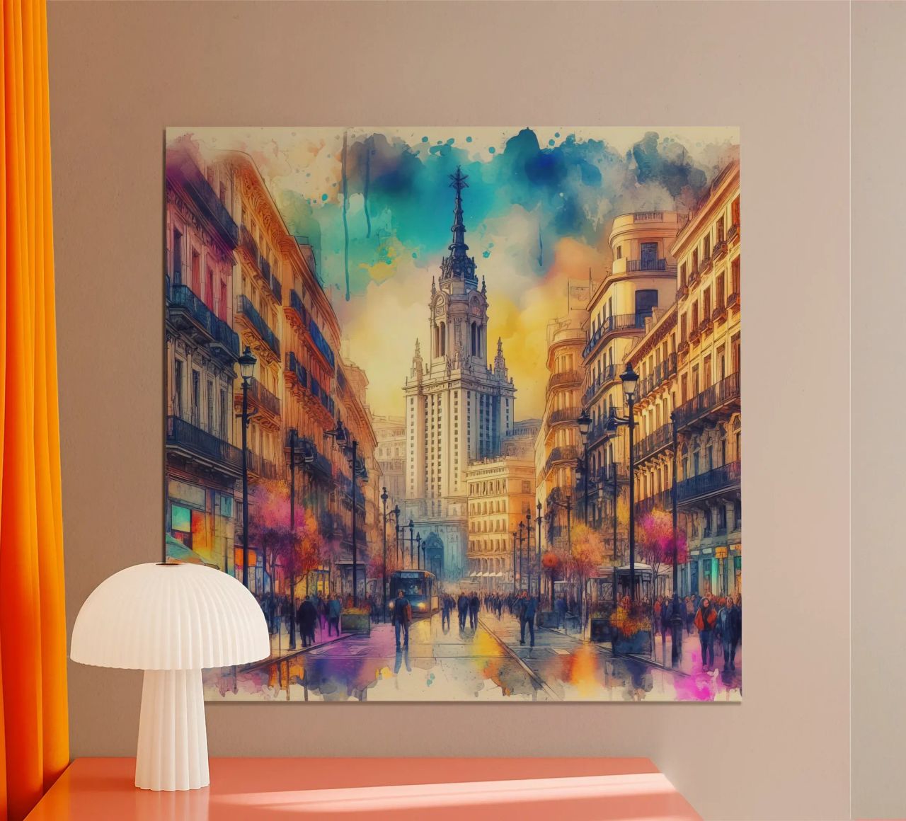 Madrid in watercolor poster by ARTVI-SHOP