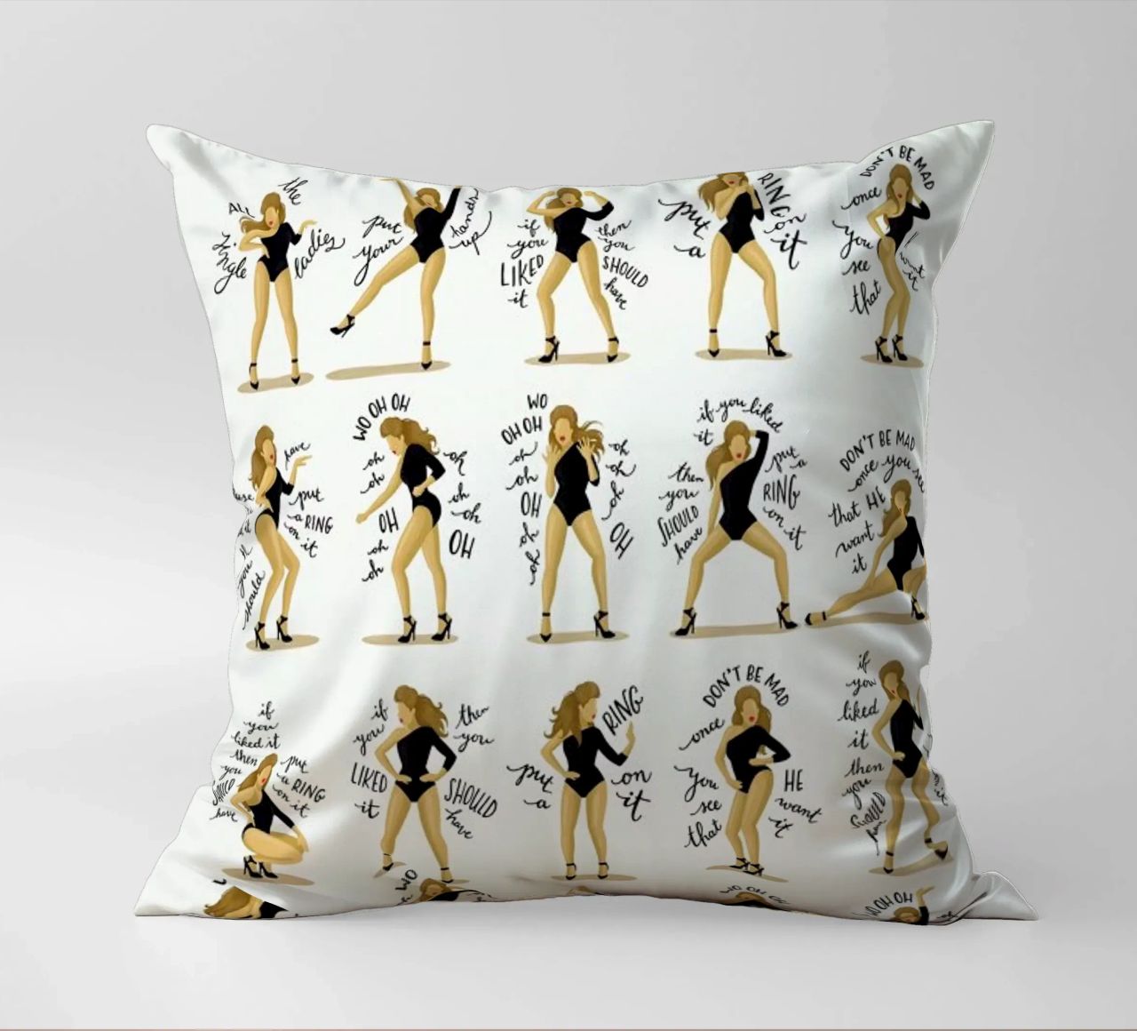 Single Ladies - Draw Me A Song Project decorative cushion by Nour Tohme
