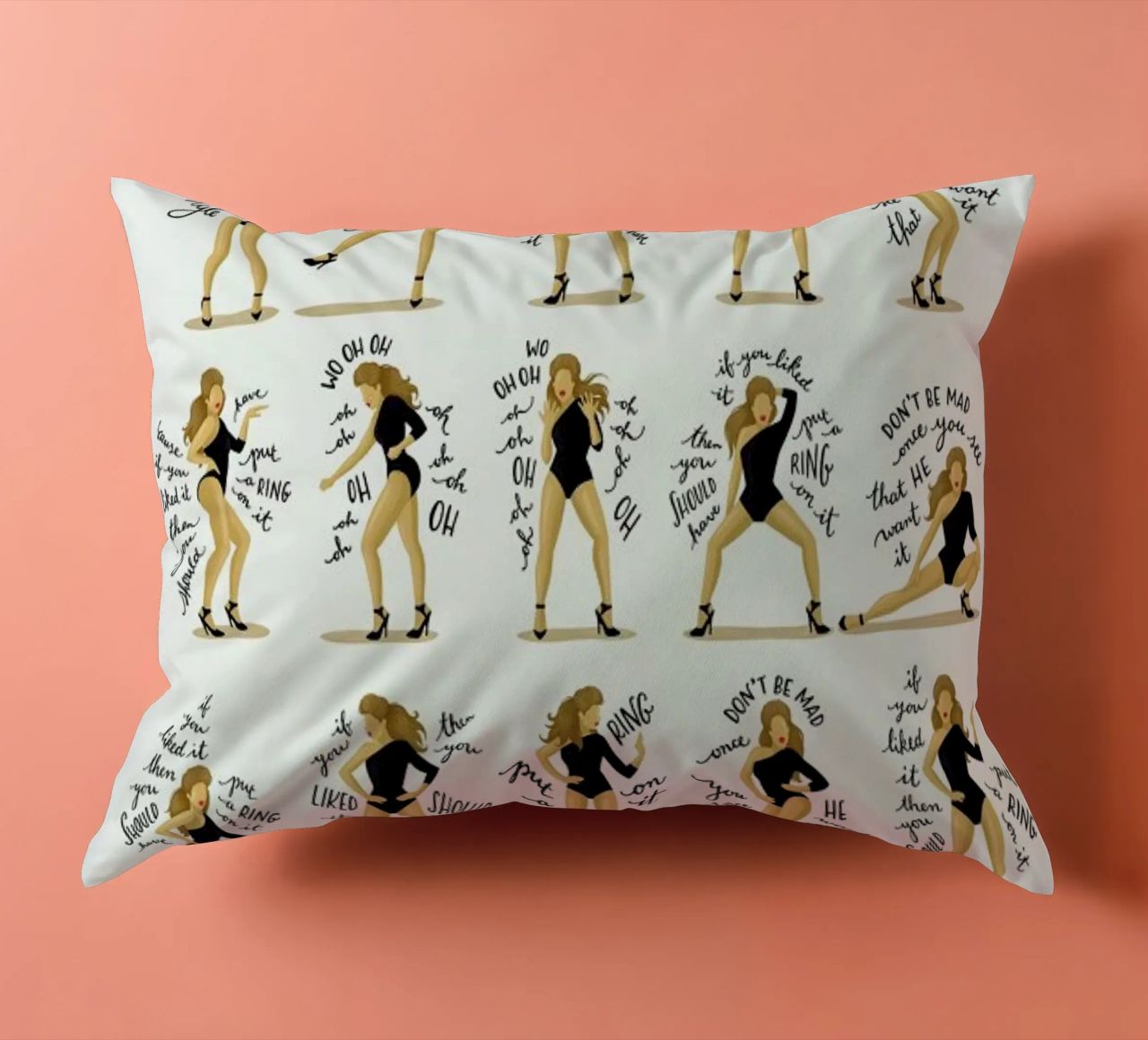 Single Ladies - Draw Me A Song Project decorative cushion by Nour Tohme