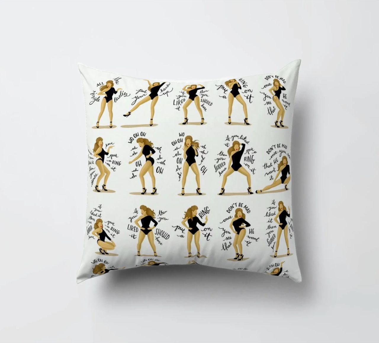 Single Ladies - Draw Me A Song Project decorative cushion by Nour Tohme