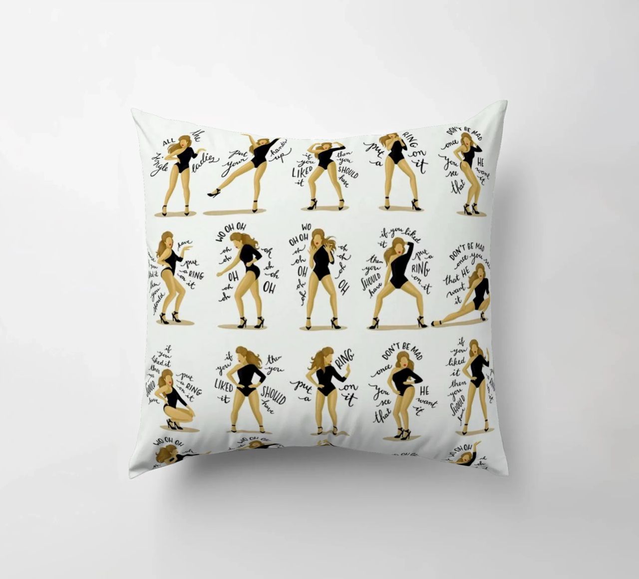 Single Ladies - Draw Me A Song Project decorative cushion by Nour Tohme