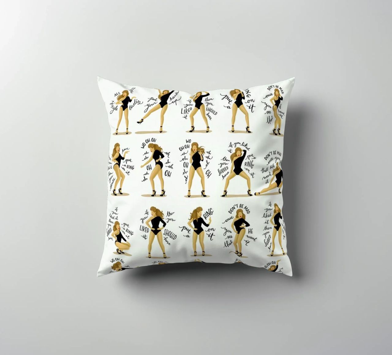 Single Ladies - Draw Me A Song Project decorative cushion by Nour Tohme