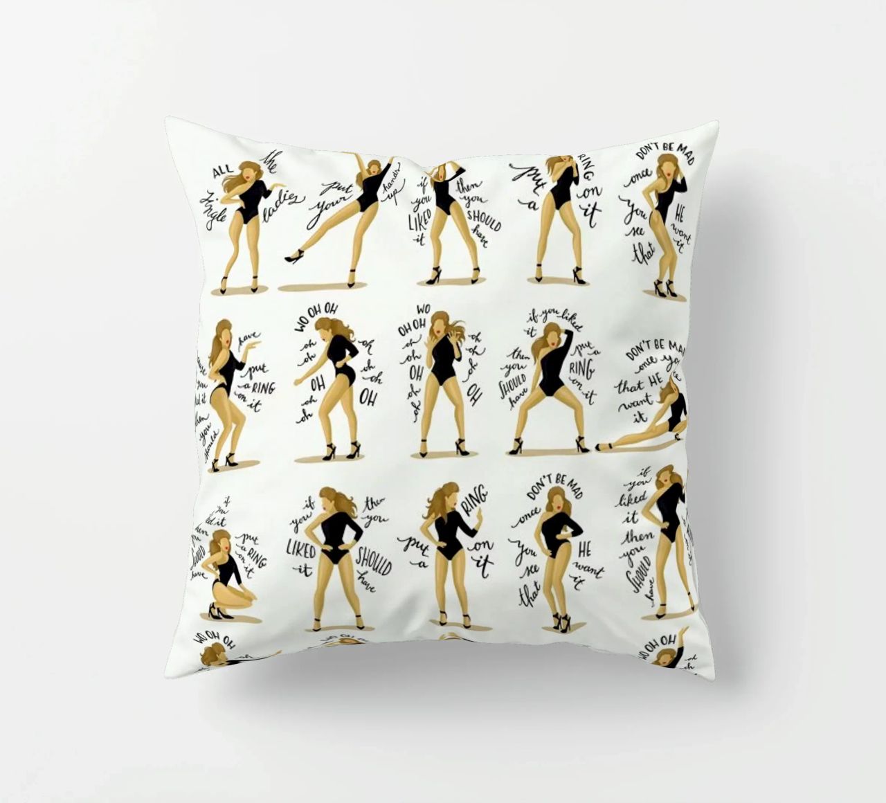 Single Ladies - Draw Me A Song Project decorative cushion by Nour Tohme
