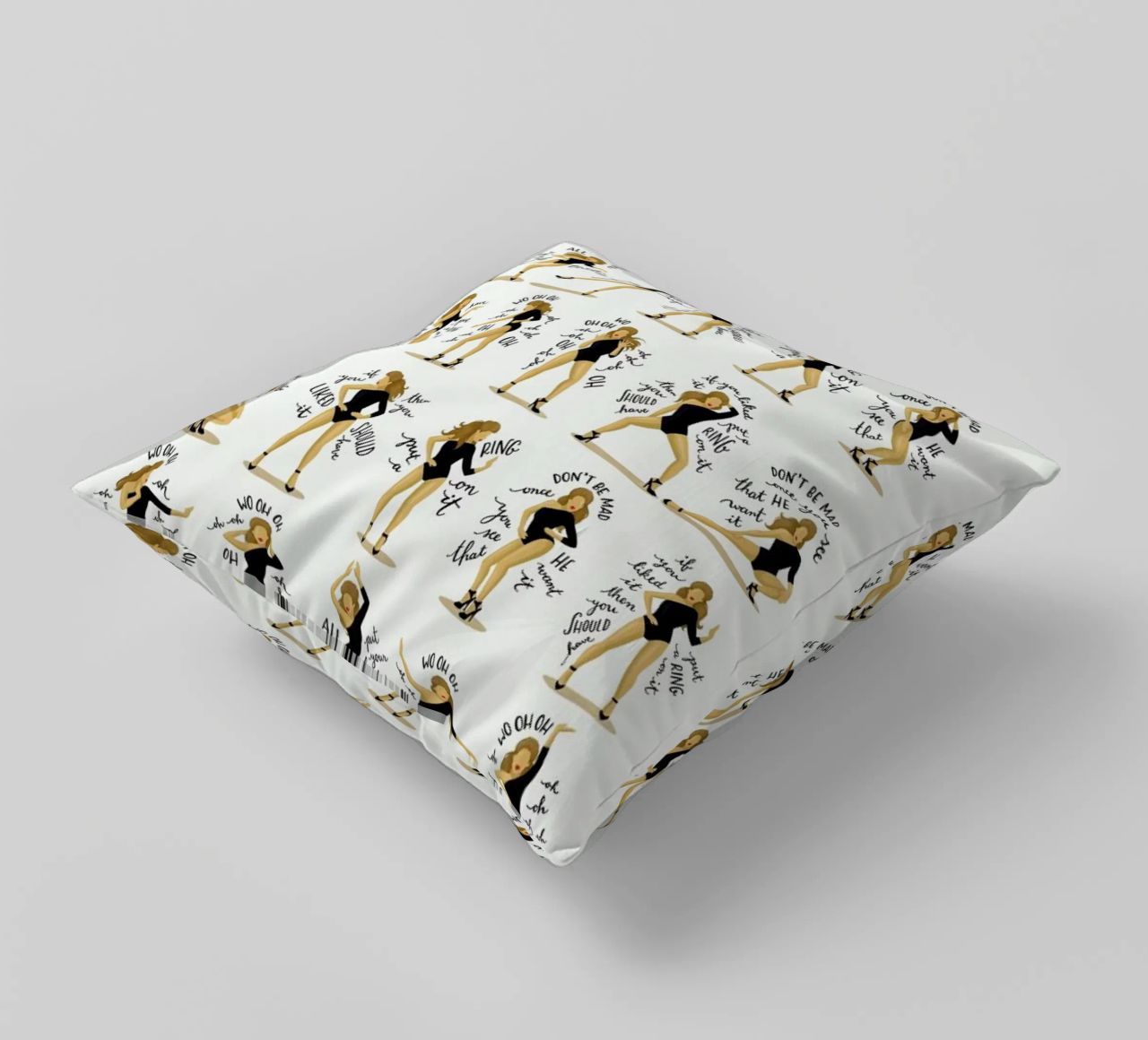 Single Ladies - Draw Me A Song Project decorative cushion by Nour Tohme