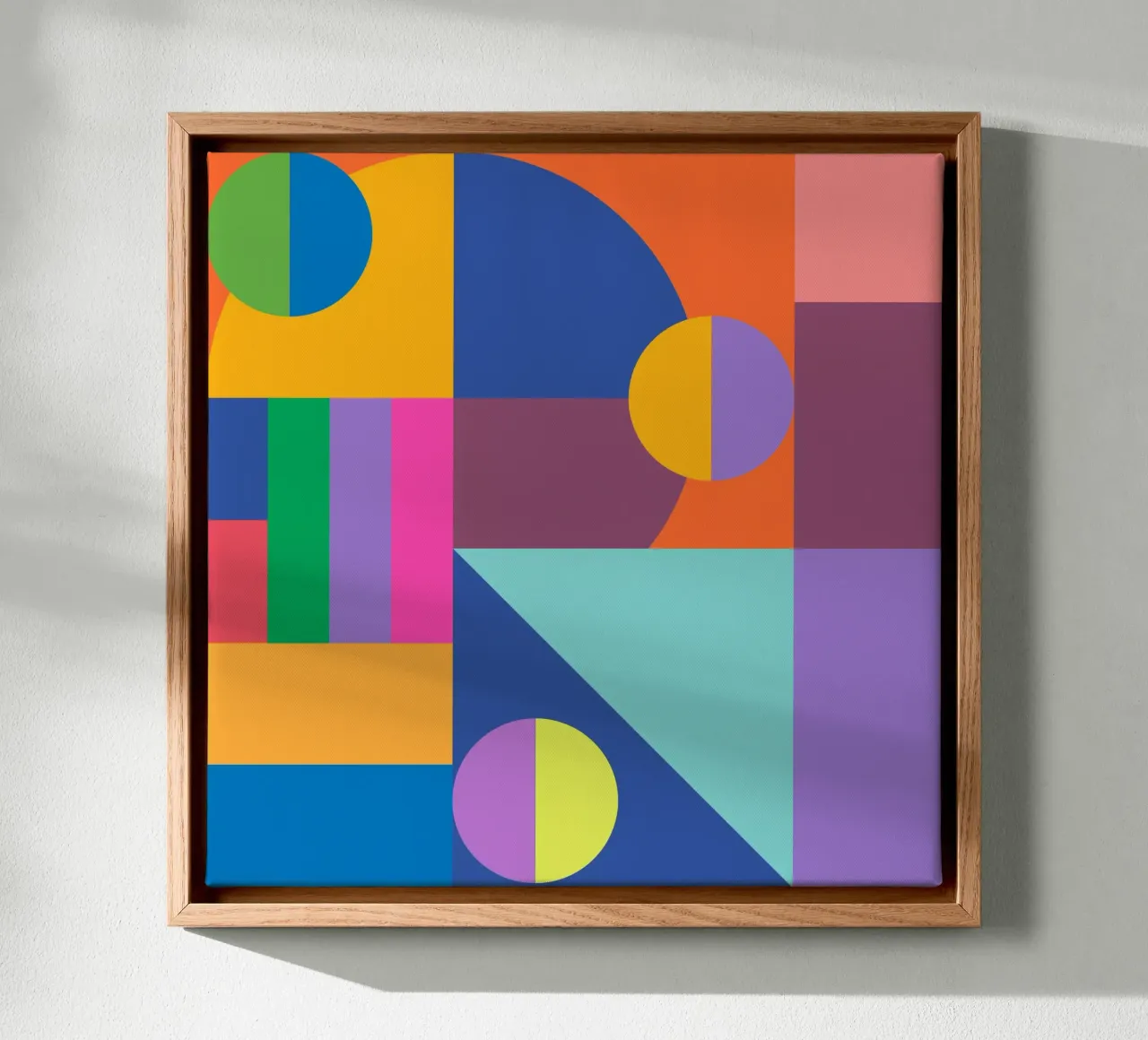Retro Geometric Art canvas met Baklijst van good-vibes