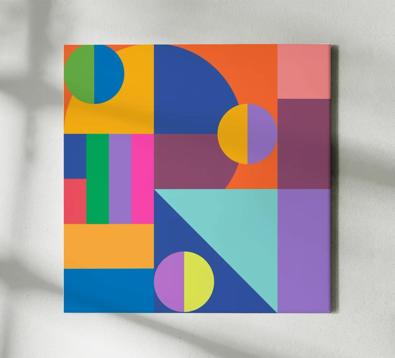 Retro Geometric Art canvas met Baklijst van good-vibes