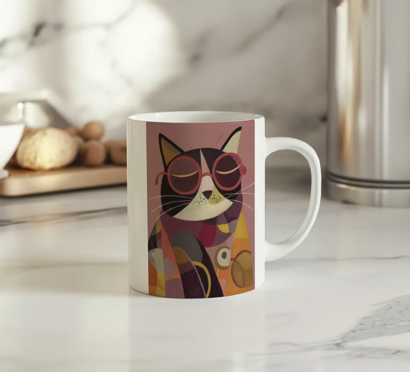 Stylized Cat ceramic mug by Rustic Grace Studio 02