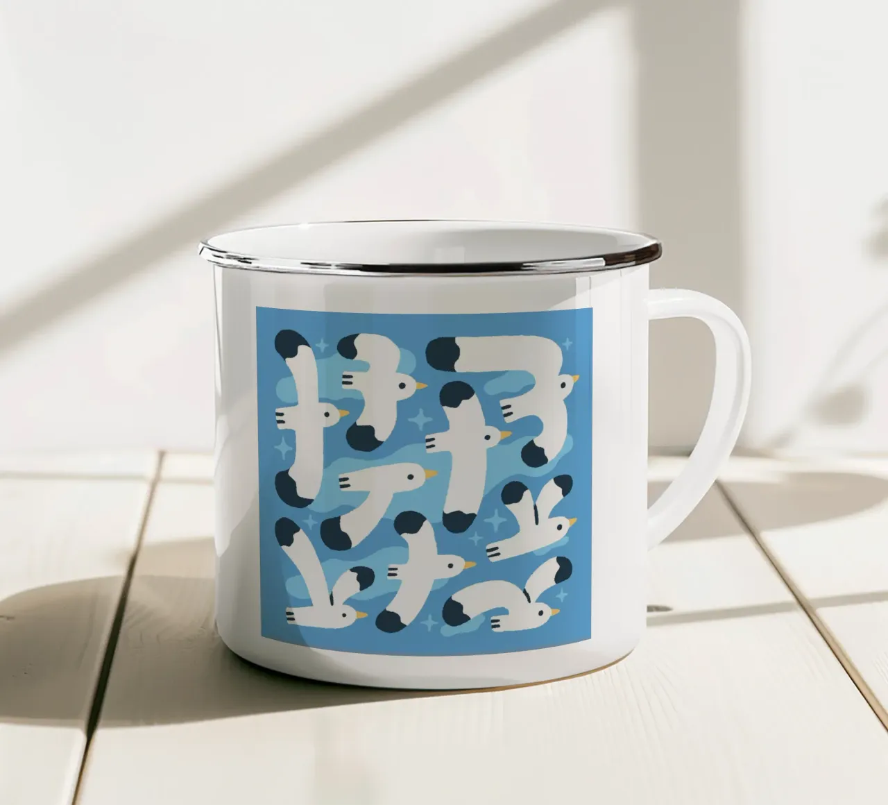 Seagulls tazza in smalto da sashakolesnik