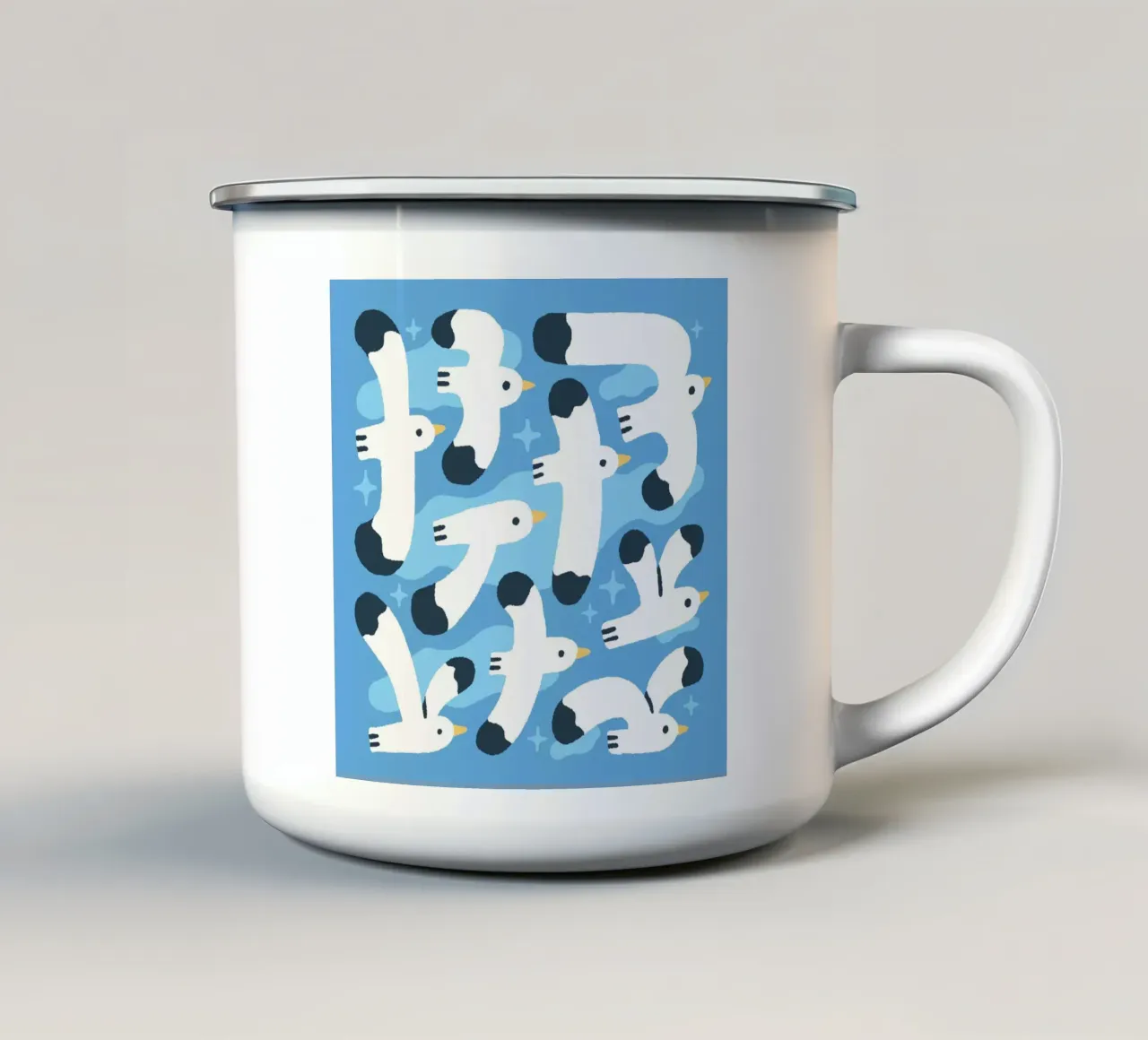 Seagulls tazza in smalto da sashakolesnik