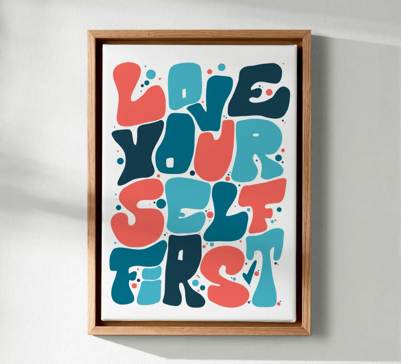 Love Yourself First canvas met Baklijst van LIMITED EDITION LETTERS