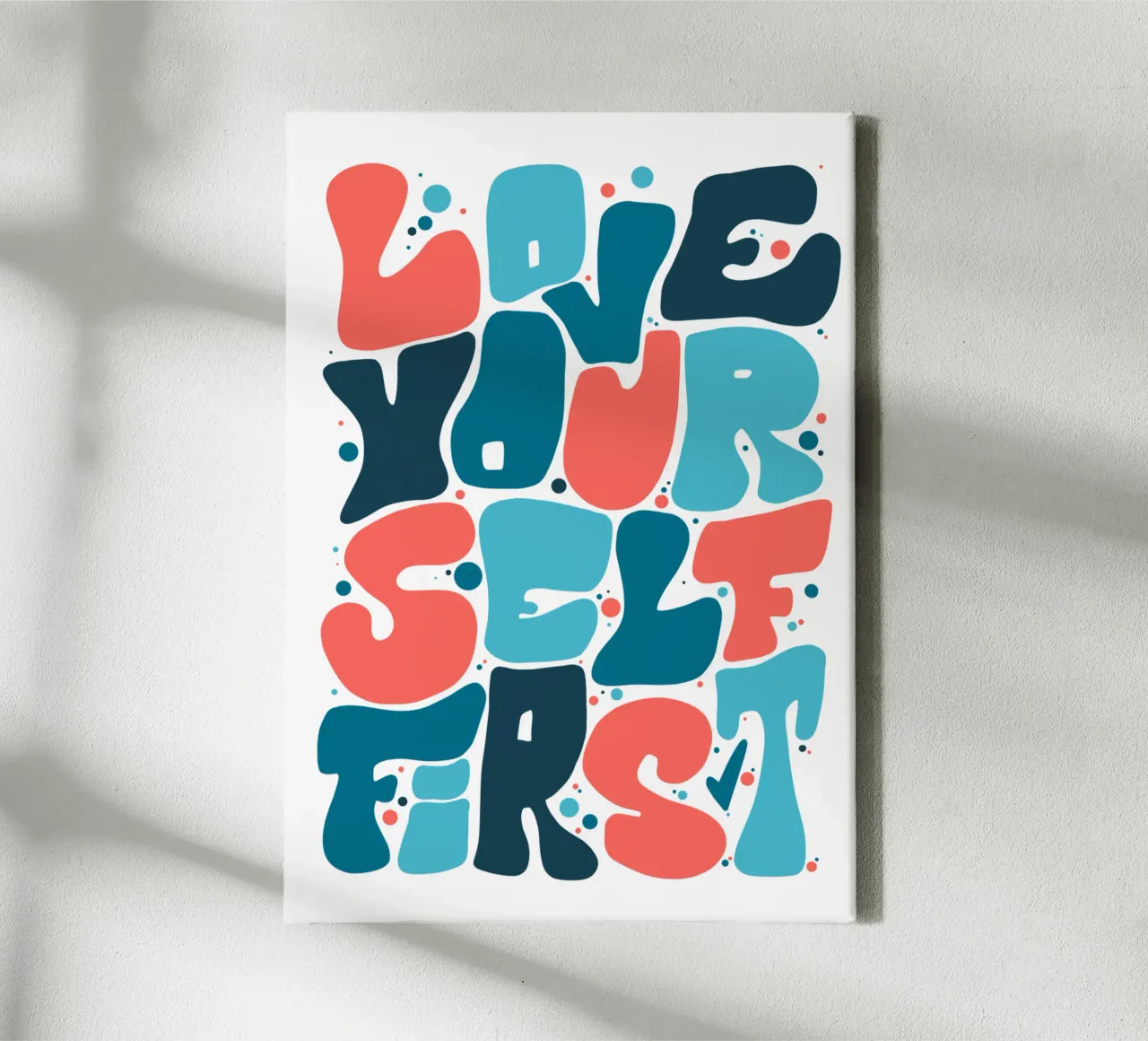 Love Yourself First canvas met Baklijst van LIMITED EDITION LETTERS