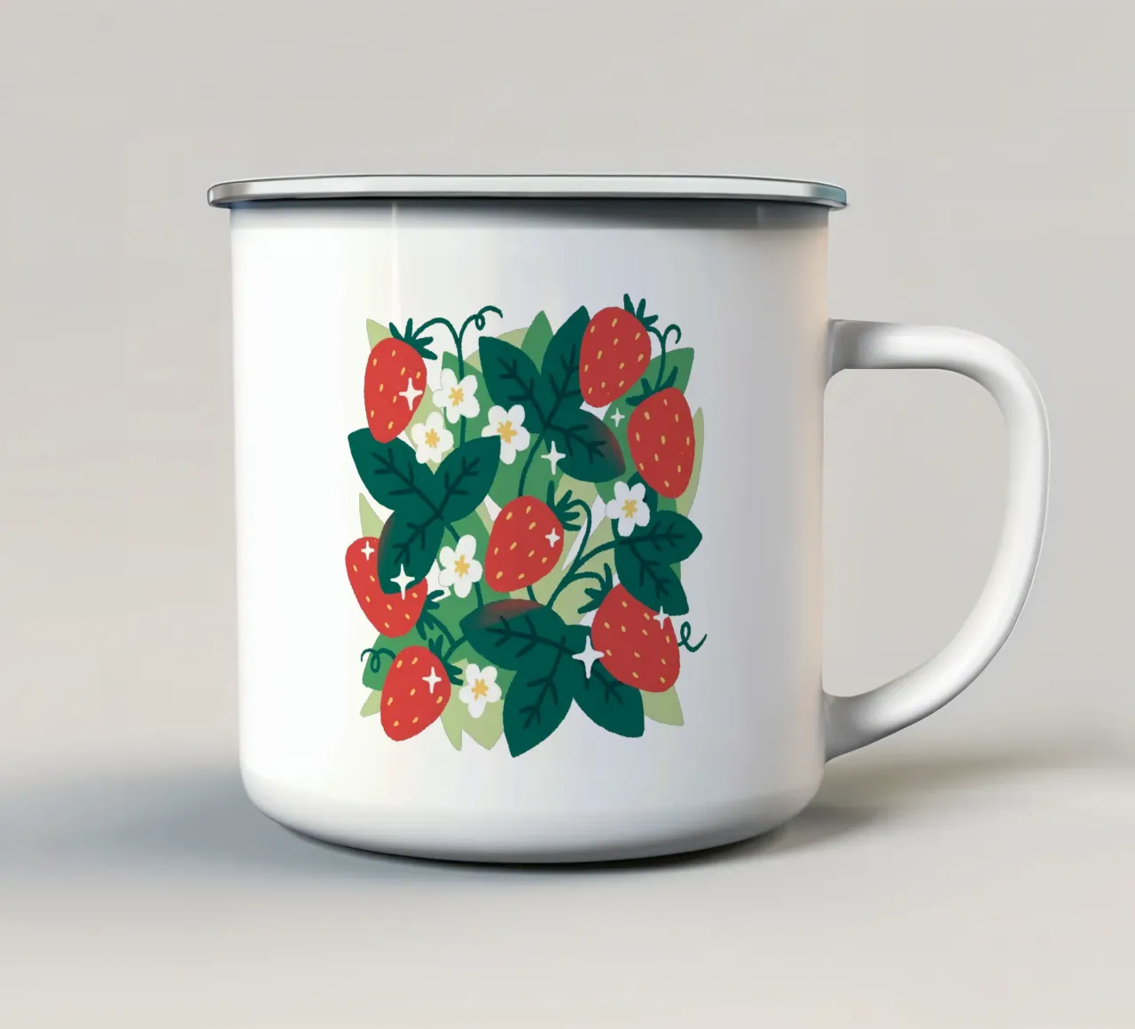 Strawberries tazza in smalto da sashakolesnik