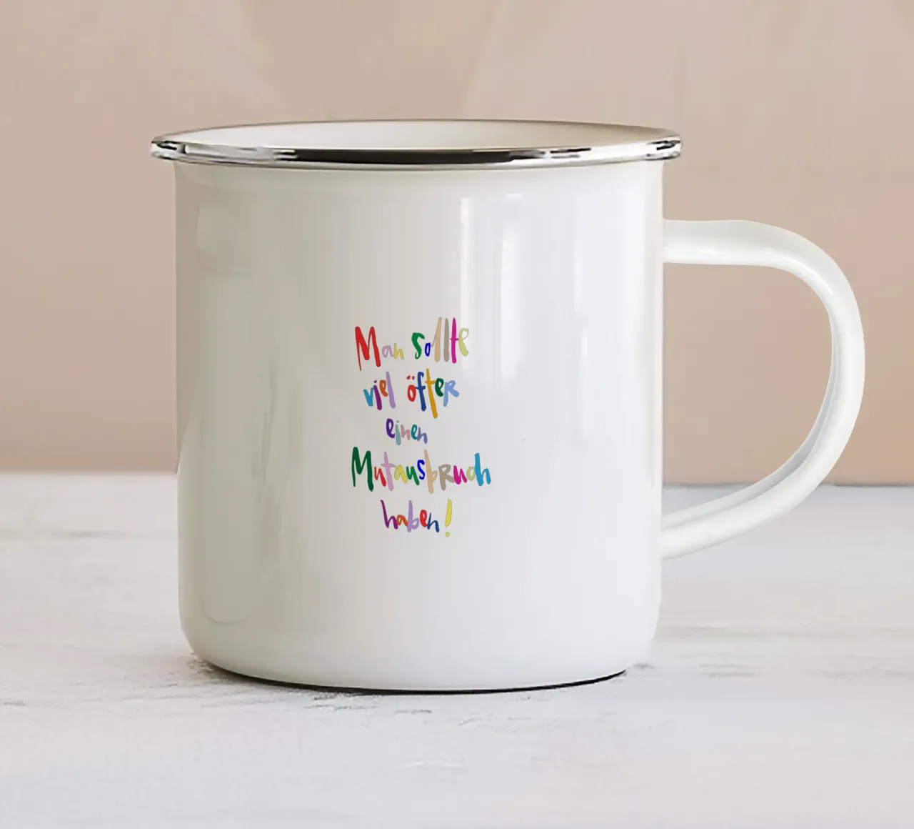 Mutausbruch bunt enamel mug by Brushmeetspaper