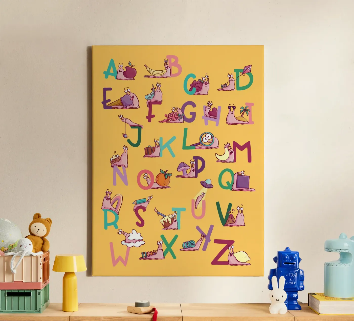 Alphabet ABC de l'escargot toile de Sandy Thissen