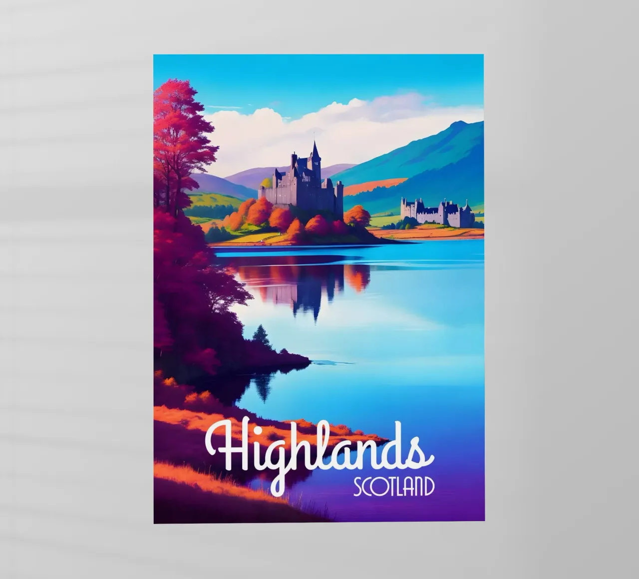 Scena delle Highlands scozzesi pellicola backlit da Charnwood Prints