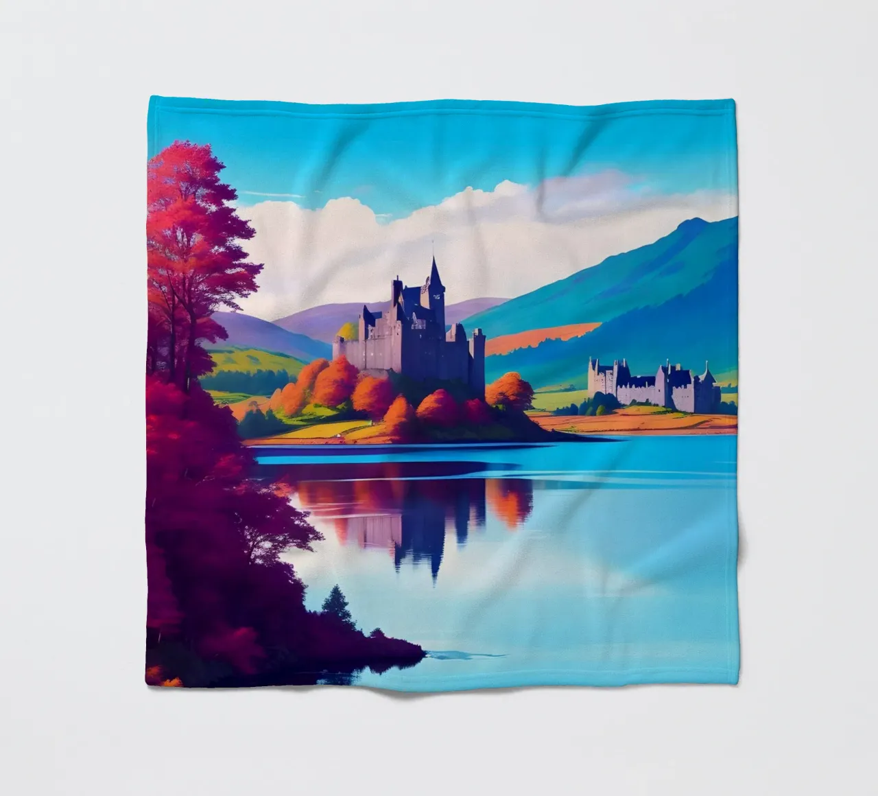Scena delle Highlands scozzesi coperta in pile da Charnwood Prints