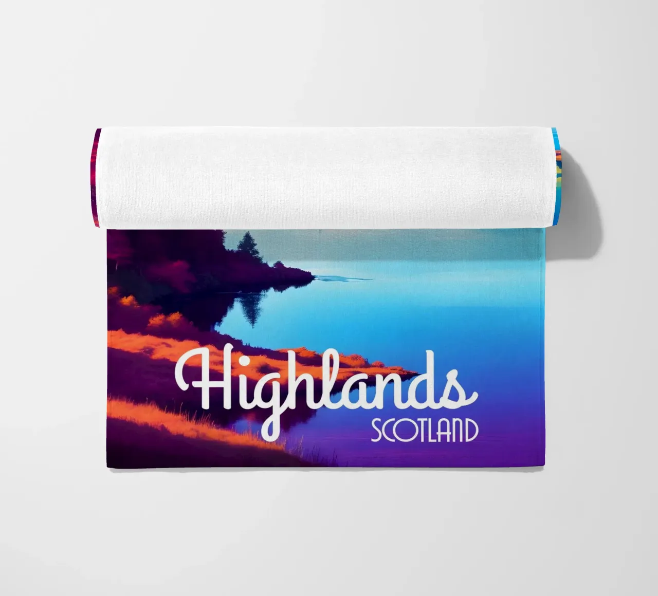 Scena delle Highlands scozzesi telo mare da Charnwood Prints