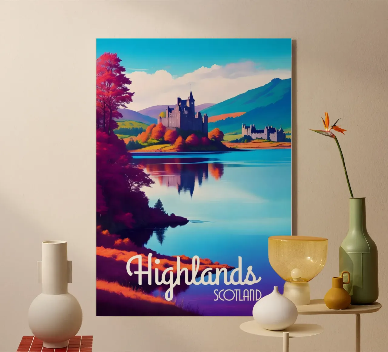 Scena delle Highlands scozzesi plexiglass da Charnwood Prints