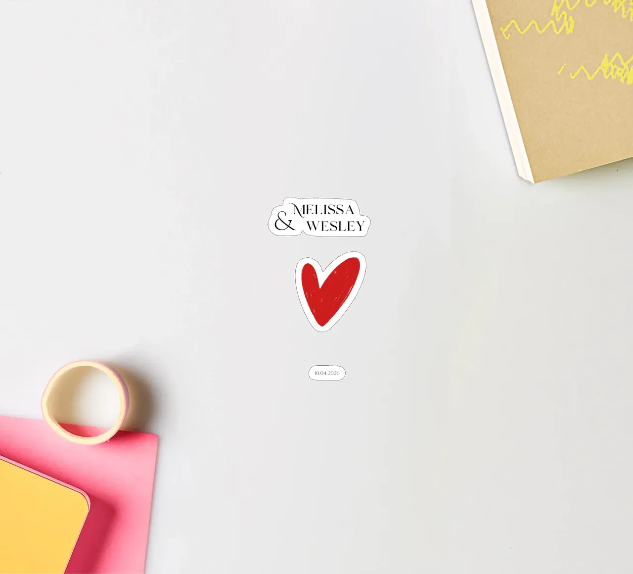 Custom Name and Date with a Red Heart sticker by Imaginative