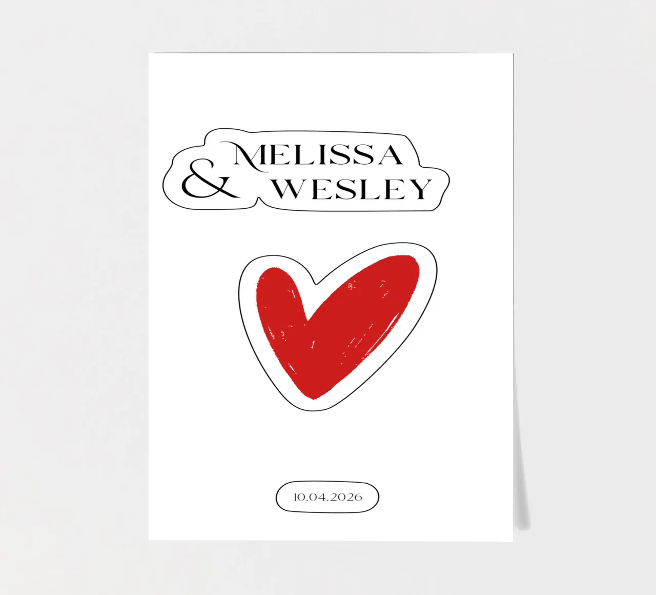 Custom Name and Date with a Red Heart sticker sheet by Imaginative