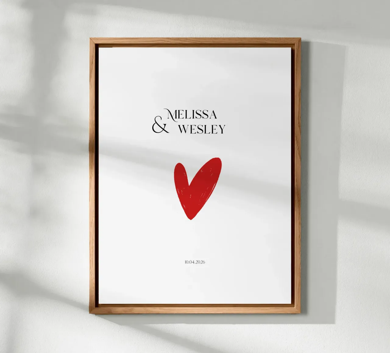 Custom Name and Date with a Red Heart alu-dibond by Imaginative