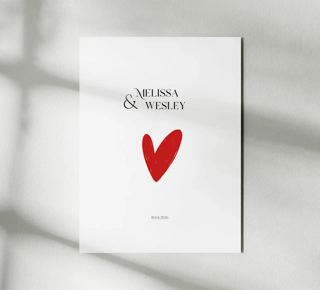 Custom Name and Date with a Red Heart alu-dibond by Imaginative