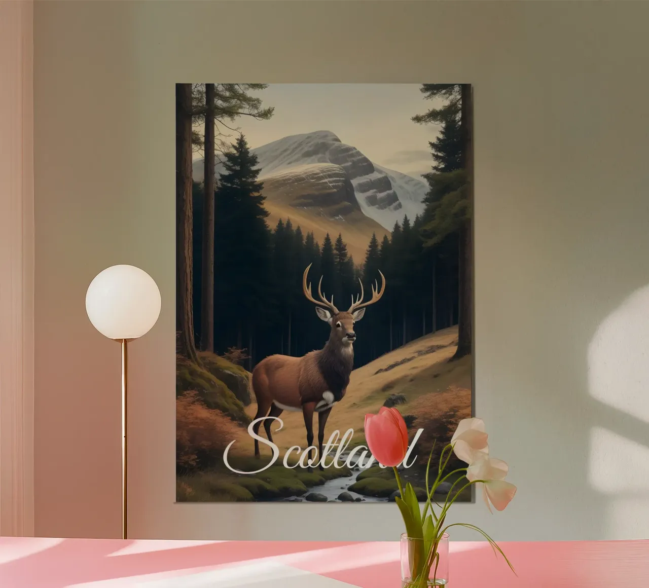 Scena di addio al celibato in Scozia poster con telaio in alluminio da Charnwood Prints