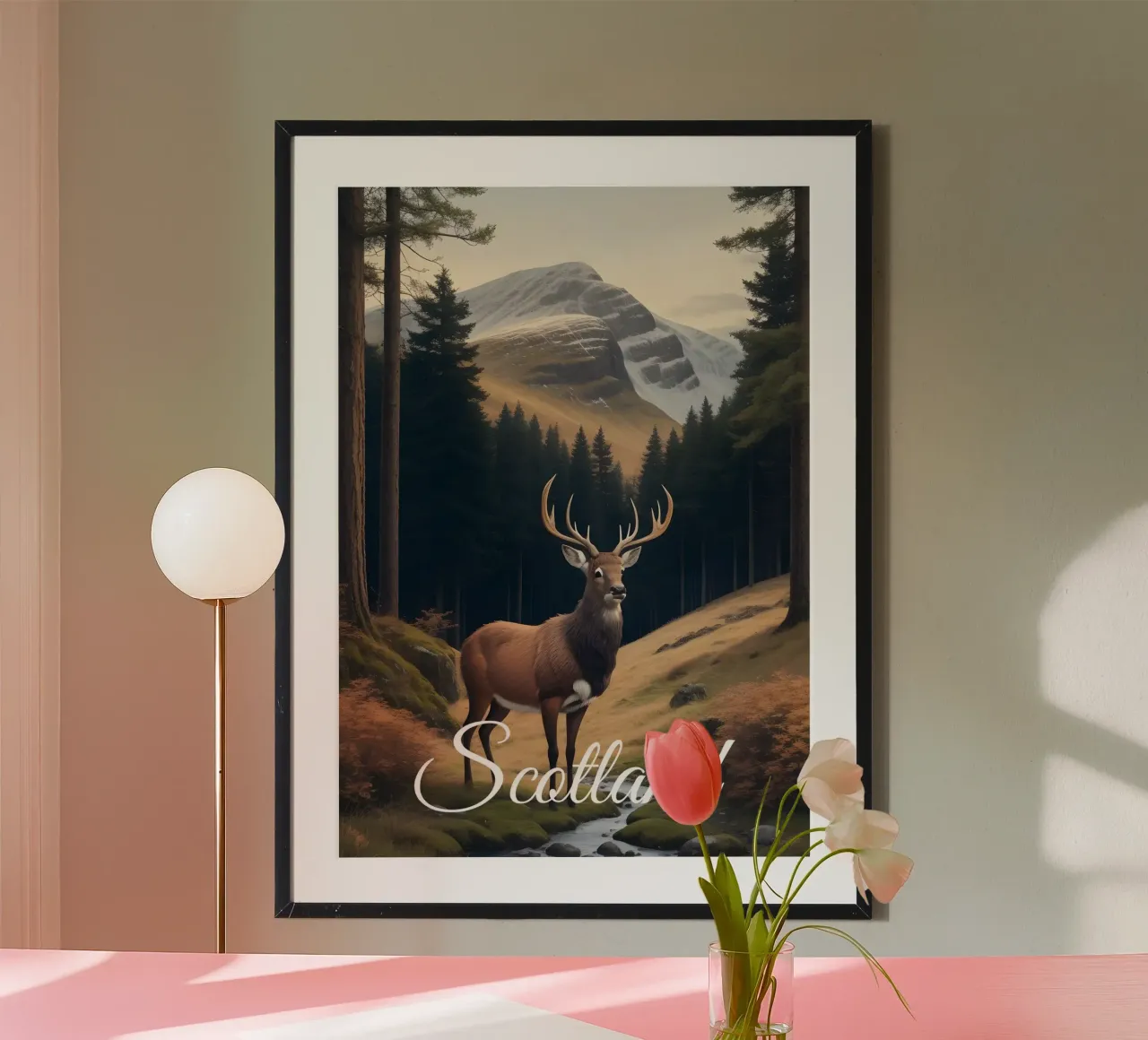 Scena di addio al celibato in Scozia poster con telaio in alluminio da Charnwood Prints