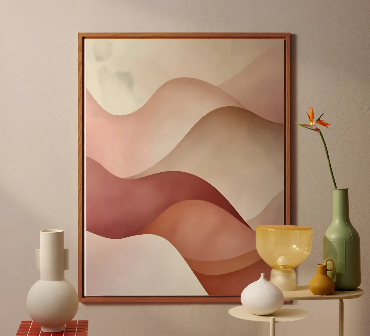 Soft Balance VIII - Abstract mural in tonal and pink shades alu-dibond by SOFT BALANCE STUDIO