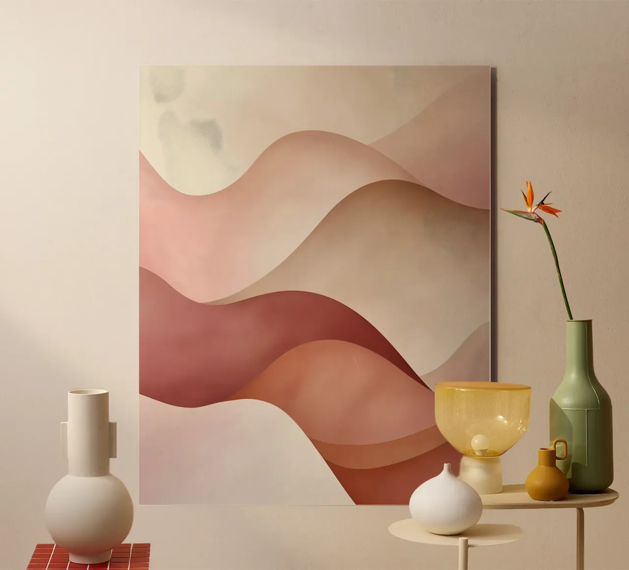 Soft Balance VIII - Abstract mural in tonal and pink shades alu-dibond by SOFT BALANCE STUDIO