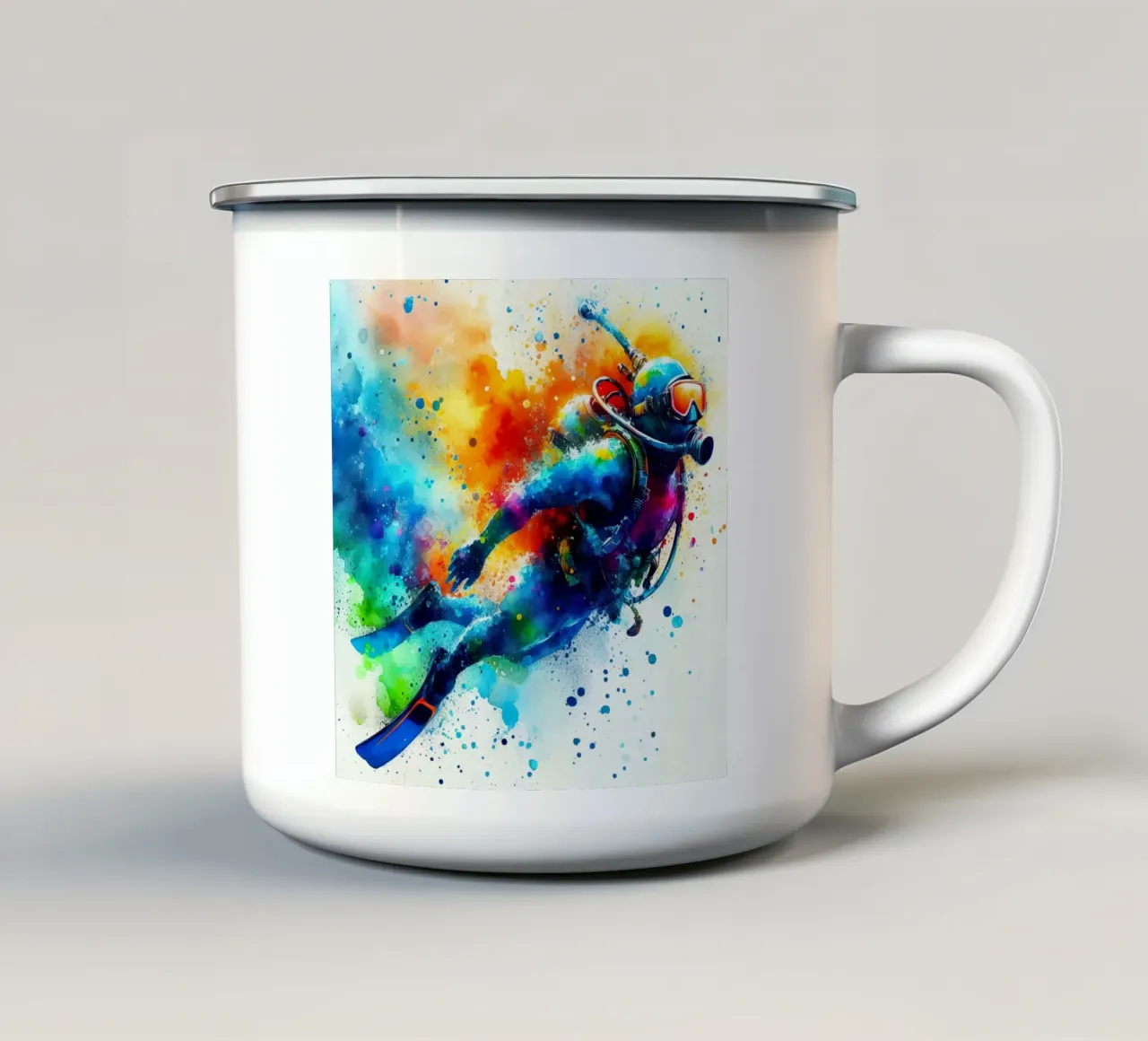 subacqueo in acquerello tazza in smalto da SportBrush Studio