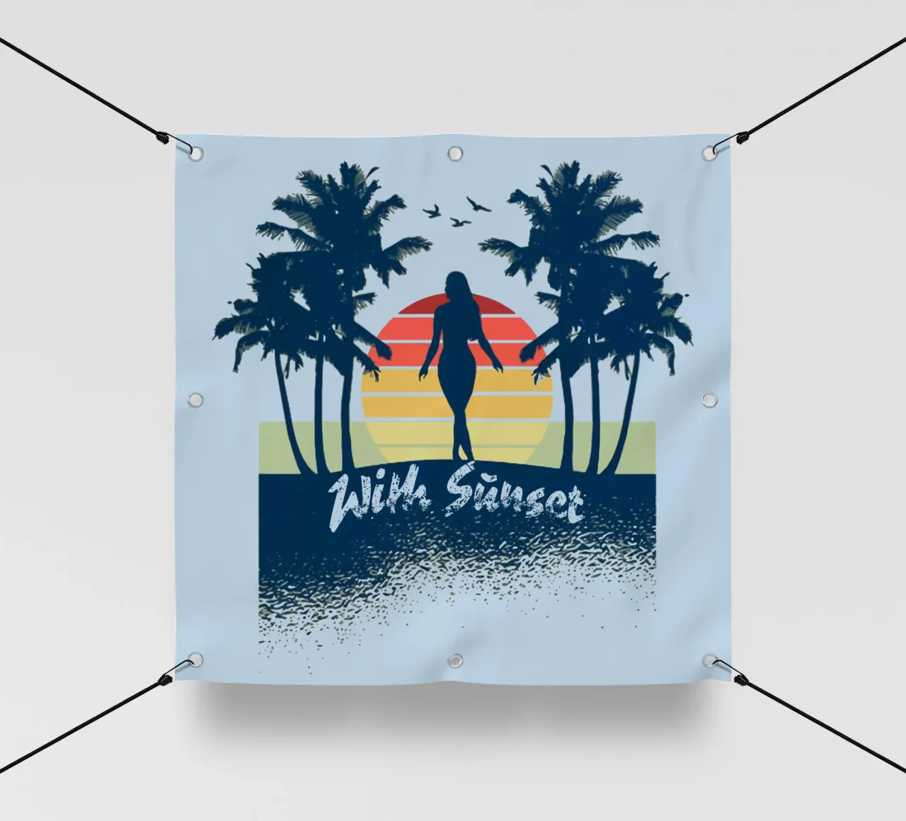 Ragazza con tramonto telo in pvc da Gunawan Rb