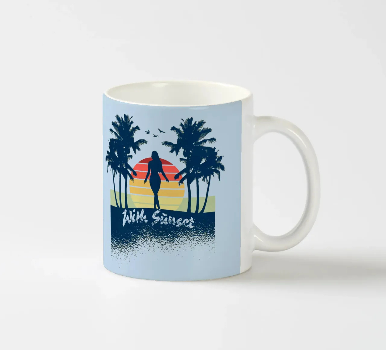 Ragazza con tramonto tazza in ceramica da Gunawan Rb