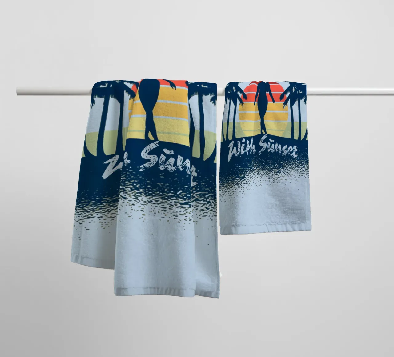 Ragazza con tramonto asciugamano da bagno da Gunawan Rb