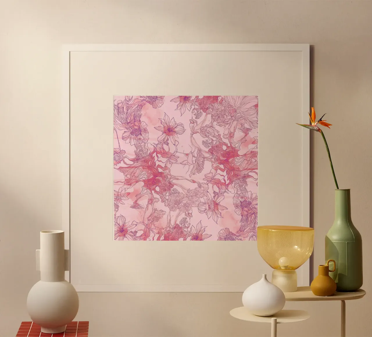 giungla rosa 2 poster con telaio in alluminio da k i m
