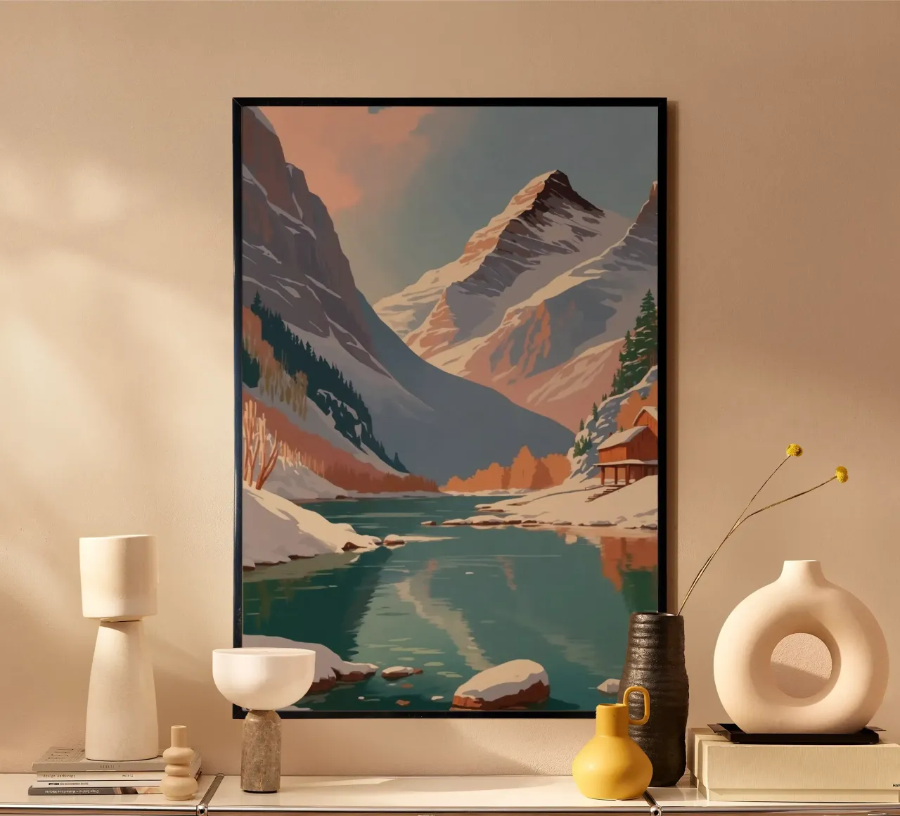 Pragser Wildsee: Magia de invierno | Werk 2 poster con marco de madera de AlbertKlee