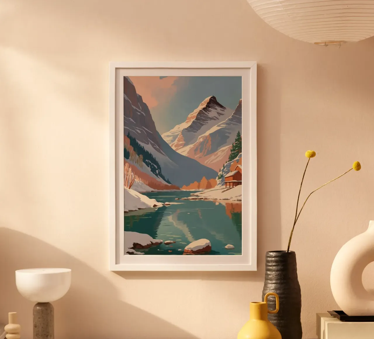 Pragser Wildsee: Magia de invierno | Werk 2 poster con marco de madera de AlbertKlee
