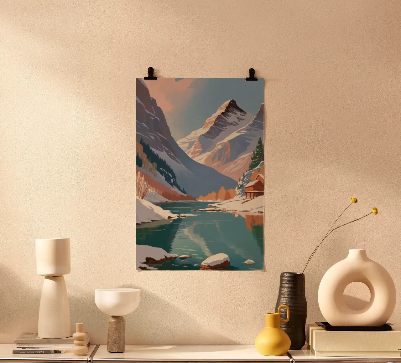 Pragser Wildsee: Magia de invierno | Werk 2 poster con marco de madera de AlbertKlee
