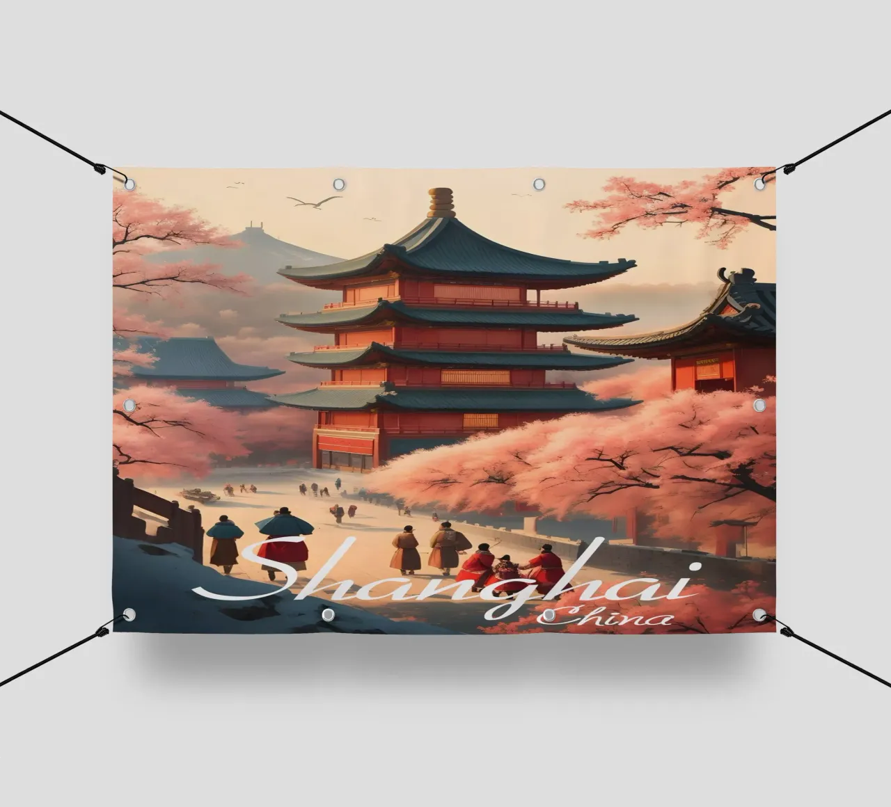 Scena di Shanghai telo in pvc da Charnwood Prints