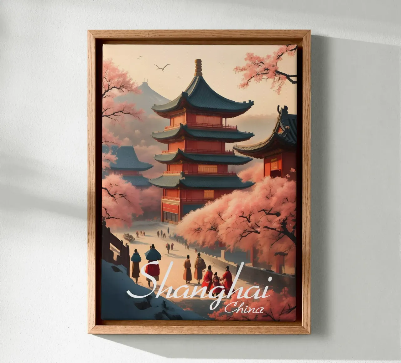 Scena di Shanghai tela con Cornice a cassetta da Charnwood Prints