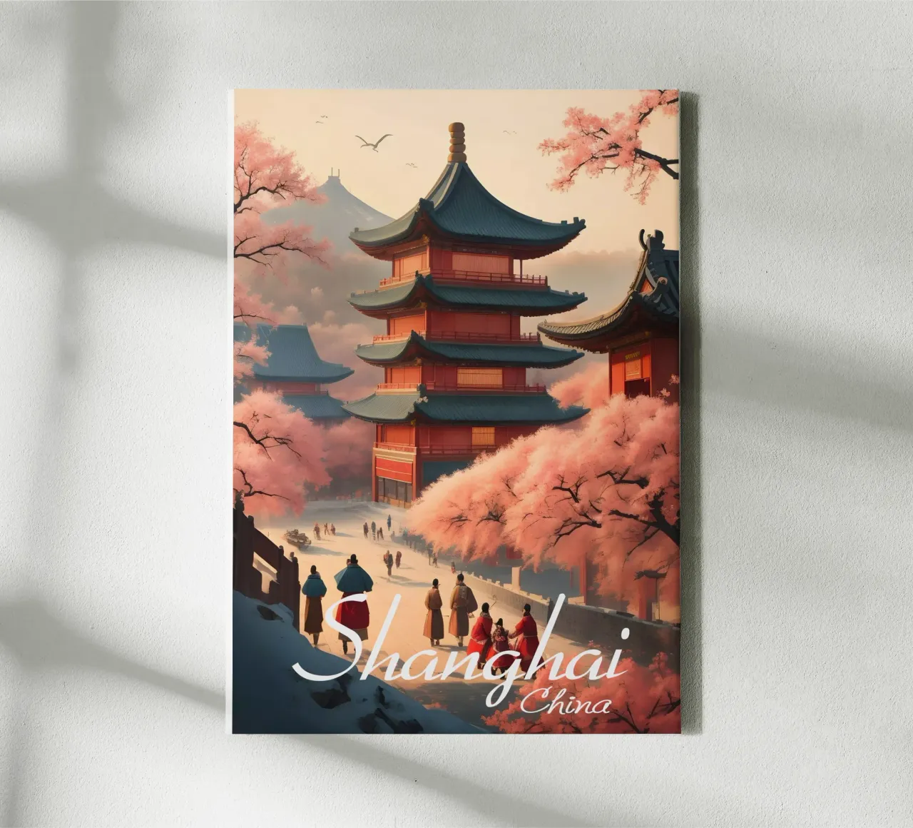 Scena di Shanghai tela con Cornice a cassetta da Charnwood Prints