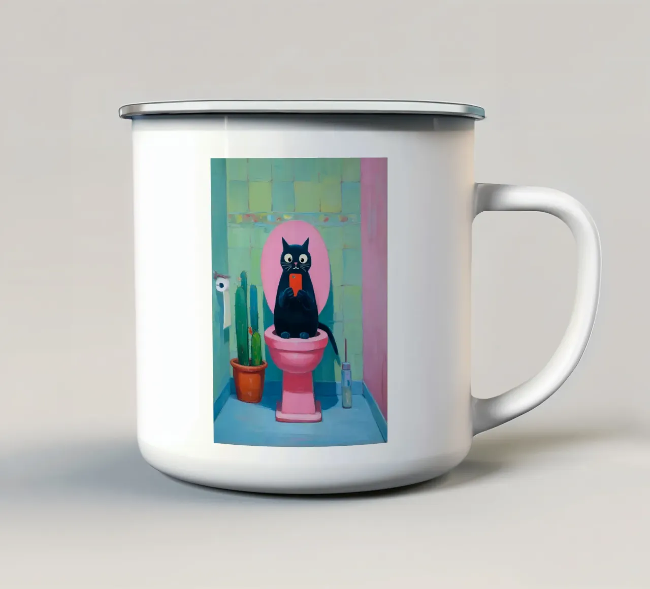 Gatto d'affari in sessione tazza in smalto da Carinaprint