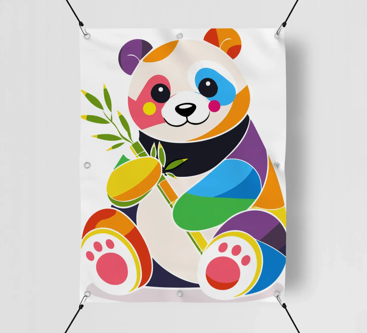 Panda colorato con bambù - Design allegro telo in pvc da NA/MO