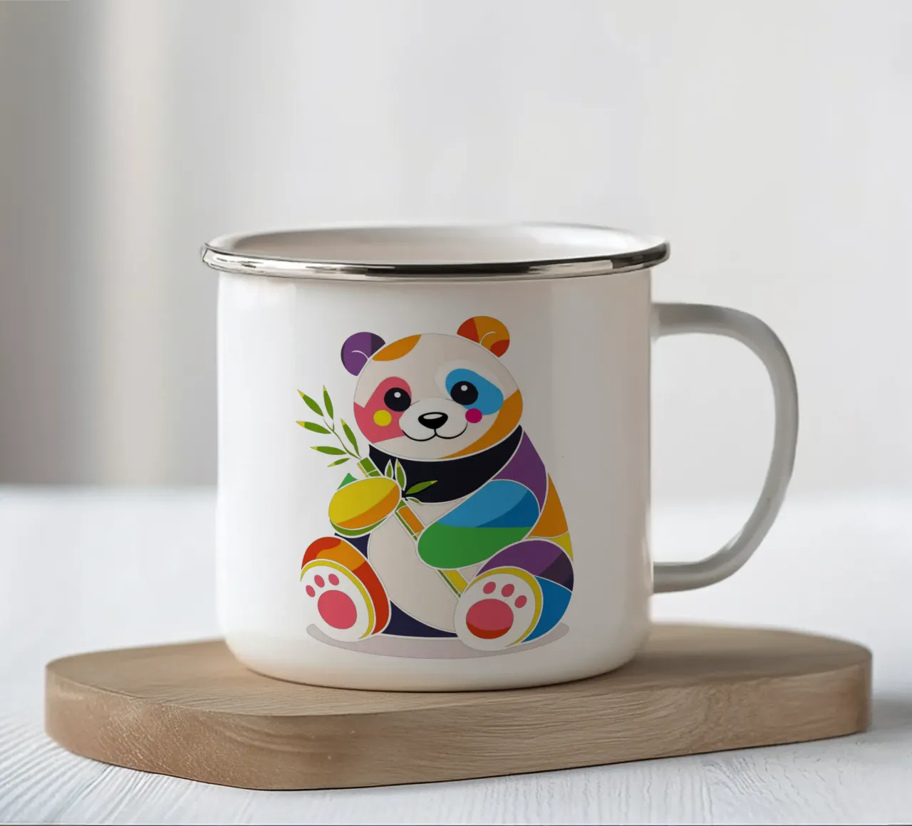 Panda colorato con bambù - Design allegro tazza in smalto da NA/MO