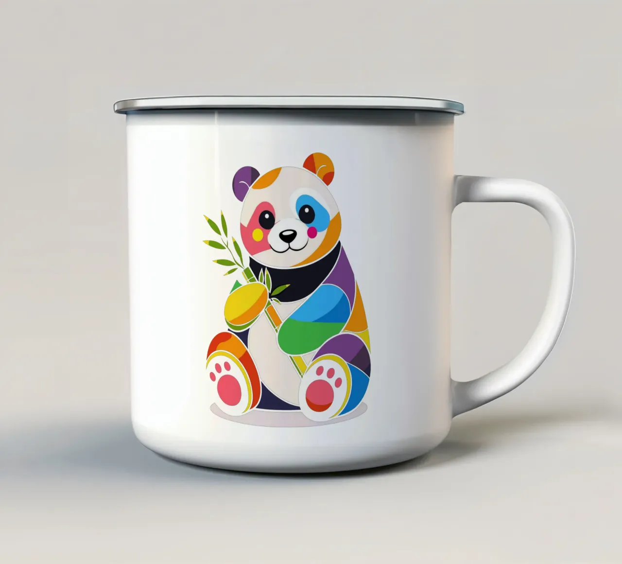 Panda colorato con bambù - Design allegro tazza in smalto da NA/MO