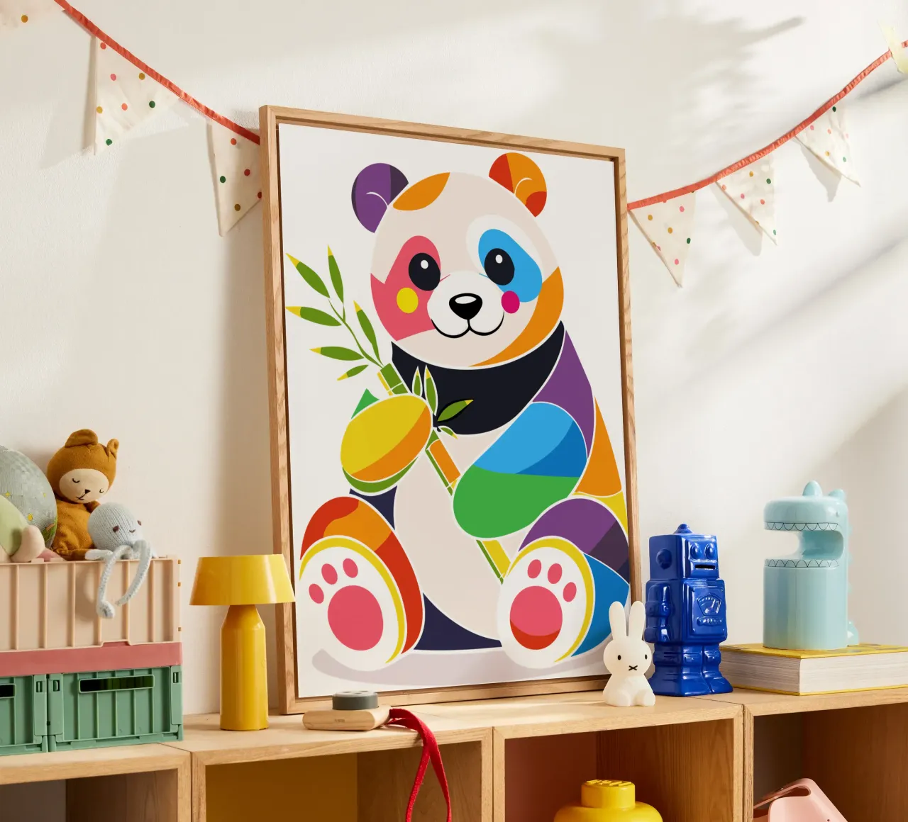 Panda colorato con bambù - Design allegro plexiglass da NA/MO