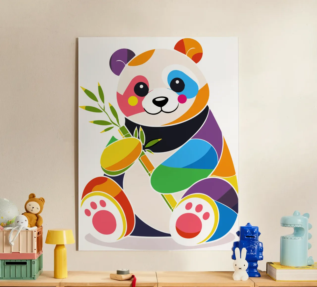 Panda colorato con bambù - Design allegro plexiglass da NA/MO