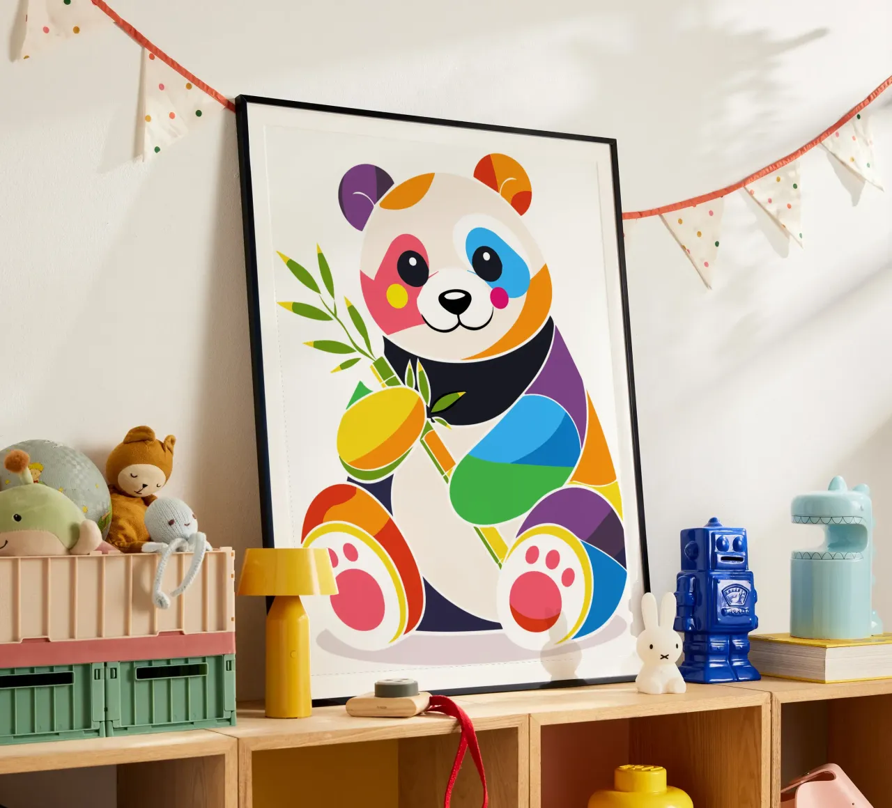 Panda colorato con bambù - Design allegro carta hahnemühle da NA/MO
